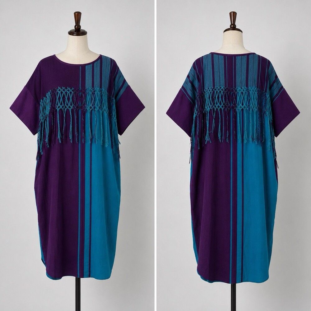 Vintage Opus 1 by Diana Dress Women One Size Tunic Purple Teal Wearable Art